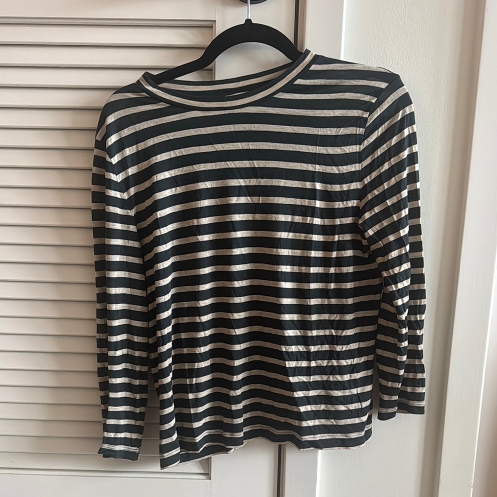 Vince Striped 3/4 Sleeve Top